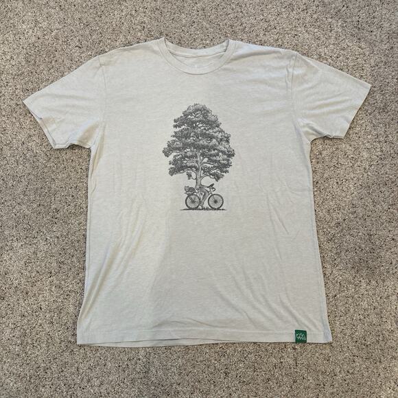 Wild Tribute Tree And Bicycle Shirt Beige Size Large National Parks - Picture 1 of 6
